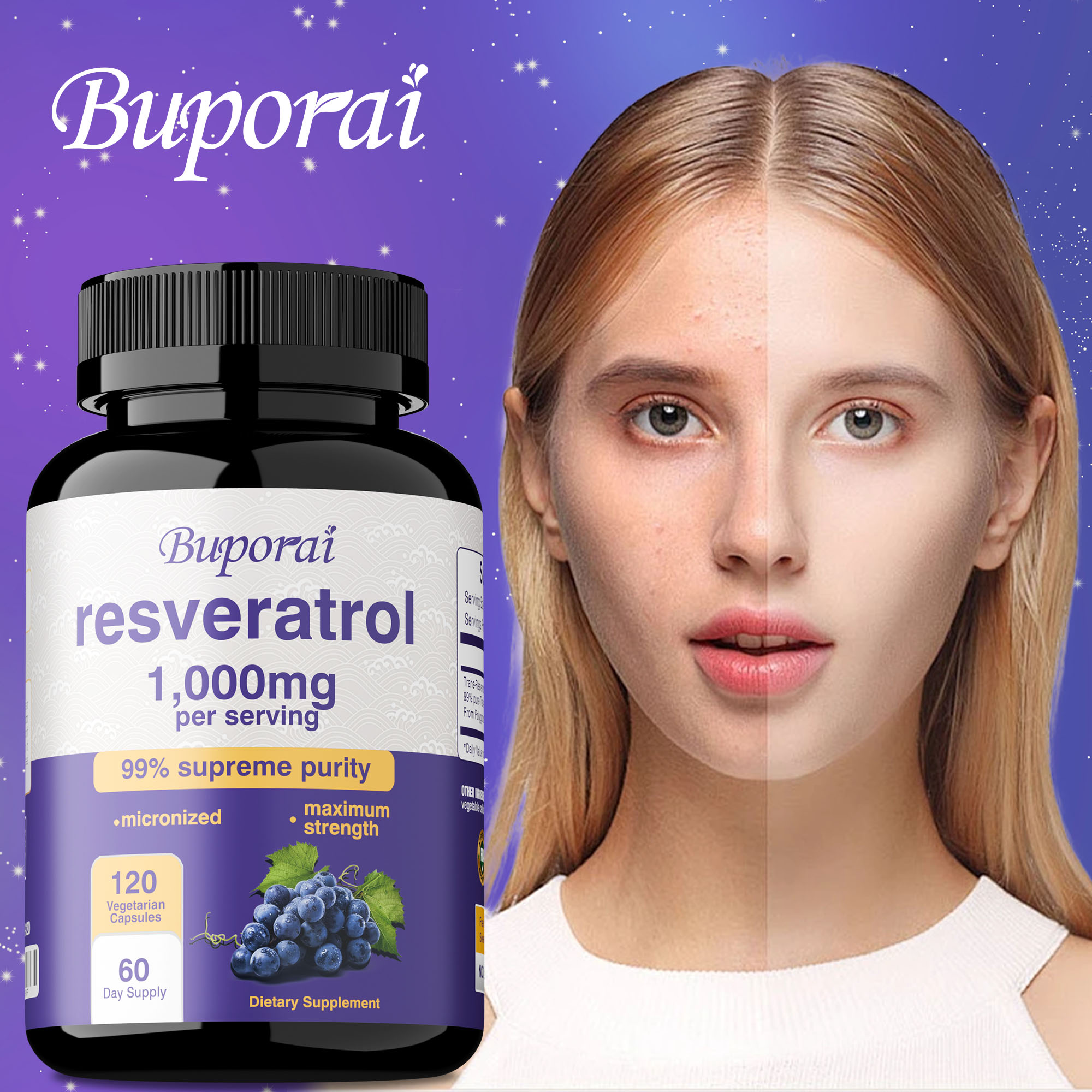 Health And Wellness Promotion - Resveratrol Capsules - Anti-aging, Promotes Brain,